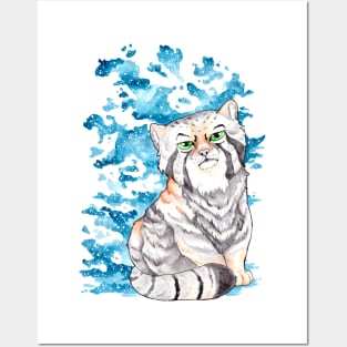 Pallas Cat - watercolor Posters and Art